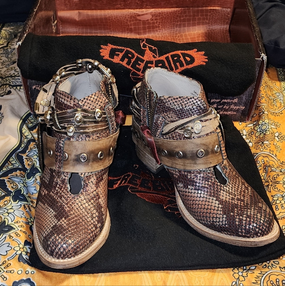 Freebird Snakeskin Buckle Boots